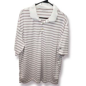 NIKE GOLF Polo Shirt Fit-Dry Striped Polyester Size XL